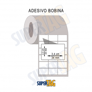Adesivo Papel em Bobina - 23 x 34 mm Papel Adesivo Couchê  1x0 - Uma Cor   Modelo Anvisa - Vigilância Sanitária