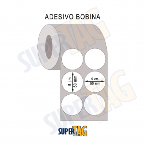 Adesivo Bobina Redondo - 50x50 mm Papel Adesivo  1x0 - Uma Cor   1000 unidades (vendido por milheiro)