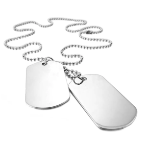 Corrente Militar + Identificação Tag Dog Militar em Aço - 2 Placas Inox