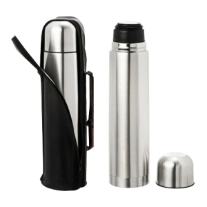 Garrafa Térmica em Aço Inox - Inquebrável - Personalizado Aço Inoxidável ou Inox     Acompanha Bolsa de couro com zíper
