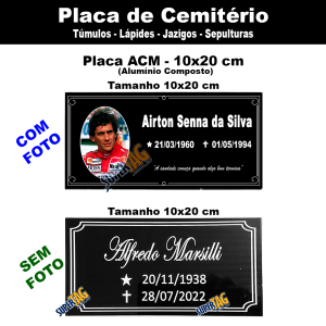Placa de Cemitério de ACM - Lápides - Túmulos - Jazigo - Sepulturas Alumínio Composto - ACM    Gravação em Laser 