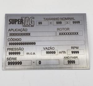 Placa de Identificação de Equipamentos - TAG Industrial - Placa de Metal Escolha a opção de material Escolha a opção de tamanho   Gravação em Laser 